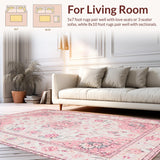 Ultra Soft Area Rug, Non Slip, Stain Resistant, Washable Area Rugs for Living Room, Bedroom, Pastel Cozy Textured Delight(Pink)