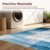Ultra Soft Area Rug, Non Slip, Stain Resistant, Washable Area Rugs for Living Room, Bedroom, Contemporary Distressed Abstract Motif(Blue)