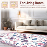 Ultra Soft Area Rug, Non Slip, Stain Resistant, Washable Area Rugs for Living Room, Bedroom, Vibrant Nature-Inspired Scalloped Charm(Pink)
