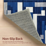 Ultra Soft Area Rug, Non Slip, Stain Resistant, Washable Area Rugs for Living Room, Bedroom, Artistic Square Grid Arrangement(Blue)