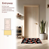 Ultra Soft Area Rug, Non Slip, Stain Resistant, Washable Area Rugs for Living Room, Bedroom, Elegant Black Memory Foam Office Floor Mat(Red)