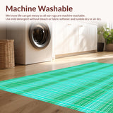 Ultra Soft Area Rug, Non Slip, Stain Resistant, Washable Area Rugs for Living Room, Bedroom, Luxurious Green Tiled Design(Blue)