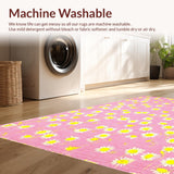 Ultra Soft Area Rug, Non Slip, Stain Resistant, Washable Area Rugs for Living Room, Bedroom, Vibrant Cheerful Petal Composition(Pink)