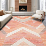Ultra Soft Area Rug, Non Slip, Stain Resistant, Washable Area Rugs for Living Room, Bedroom, Contemporary Peach Geometric Fusion(Orange)