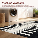 Ultra Soft Area Rug, Non Slip, Stain Resistant, Washable Area Rugs for Living Room, Bedroom, Artisan Striped Canvas Rug Showcasing Bold Geometric Rhythm In Monochrome(Black)
