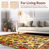 Ultra Soft Area Rug, Non Slip, Stain Resistant, Washable Area Rugs for Living Room, Bedroom, Ethnic Yellow Tiger Aesthetic(Beige)