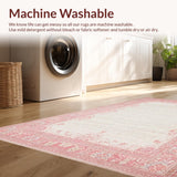 Ultra Soft Area Rug, Non Slip, Stain Resistant, Washable Area Rugs for Living Room, Bedroom, Preppy Scallop-Edged Bow Rug with Refined Curves and Ribbon(Ivory)