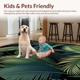 Ultra Soft Area Rug, Non Slip, Stain Resistant, Washable Area Rugs for Living Room, Bedroom, Minimalist Tropical Leaf Arrangement(Green)