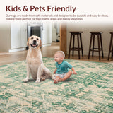 Ultra Soft Area Rug, Non Slip, Stain Resistant, Washable Area Rugs for Living Room, Bedroom, Vintage Ashler Beige & Green(Green)