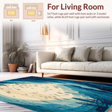 Ultra Soft Area Rug, Non Slip, Stain Resistant, Washable Area Rugs for Living Room, Bedroom, Ocean Depths Bright Colors Fish Beige Area Coastal Design(Blue)