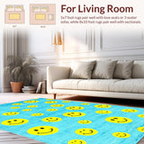 Ultra Soft Area Rug, Non Slip, Stain Resistant, Washable Area Rugs for Living Room, Bedroom, Vibrant Educational Whimsical Design(Blue)