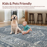 Ultra Soft Area Rug, Non Slip, Stain Resistant, Washable Area Rugs for Living Room, Bedroom, Lightweight Neutral Boho Home Office Carpet(Gray)