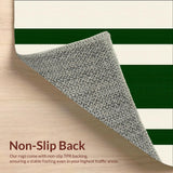 Contemporary Striped Beige Dark Green Area(Green)