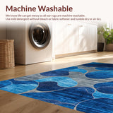 Ultra Soft Area Rug, Non Slip, Stain Resistant, Washable Area Rugs for Living Room, Bedroom, Elegant Blue Toned Transitional Design(Blue)