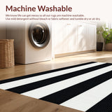 Ultra Soft Area Rug, Non Slip, Stain Resistant, Washable Area Rugs for Living Room, Bedroom, Sleek Abstract Striped Arrangement(Black)