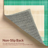 Beige Green Geometric Intersect Durable Feel Easy Clean(Beige)