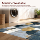 Ultra Soft Area Rug, Non Slip, Stain Resistant, Washable Area Rugs for Living Room, Bedroom, Striking Grey Gold Ogee Fusion(Blue)
