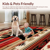 Ultra Soft Area Rug, Non Slip, Stain Resistant, Washable Area Rugs for Living Room, Bedroom, Bold Rustic Mountain Scene(Red)
