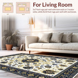 Ultra Soft Area Rug, Non Slip, Stain Resistant, Washable Area Rugs for Living Room, Bedroom, Sunny Floral Whirl(White)