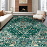Ultra Soft Area Rug, Non Slip, Stain Resistant, Washable Area Rugs for Living Room, Bedroom, Elegant Distressed Geometric Style(Green)