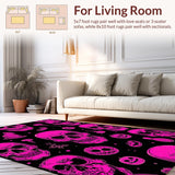 Ultra Soft Area Rug, Non Slip, Stain Resistant, Washable Area Rugs for Living Room, Bedroom, Chic Contemporary Halloween Motif(Pink)