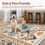 Ultra Soft Area Rug, Non Slip, Stain Resistant, Washable Area Rugs for Living Room, Bedroom, Classic Vintage Medallion Burst(Beige)