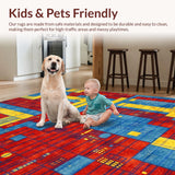 Ultra Soft Area Rug, Non Slip, Stain Resistant, Washable Area Rugs for Living Room, Bedroom, Colorful Interactive Landscape Play Area(Red)