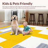 Ultra Soft Area Rug, Non Slip, Stain Resistant, Washable Area Rugs for Living Room, Bedroom, Vibrant Cheerful Circular Pattern(Yellow)