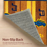 Ultra Soft Area Rug, Non Slip, Stain Resistant, Washable Area Rugs for Living Room, Bedroom, Eclectic Vintage Guitar Motif(Brown)