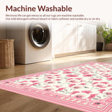 Ultra Soft Area Rug, Non Slip, Stain Resistant, Washable Area Rugs for Living Room, Bedroom, Trendy Cheerful Botanical Print(White)