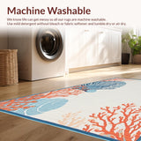 Ultra Soft Area Rug, Non Slip, Stain Resistant, Washable Area Rugs for Living Room, Bedroom, Coral Reef Inspired Artful Composition(Orange)