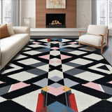 Ultra Soft Area Rug, Non Slip, Stain Resistant, Washable Area Rugs for Living Room, Bedroom, Rustic Tiled Patterned Decor Accent(Black)