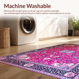 Ultra Soft Area Rug, Non Slip, Stain Resistant, Washable Area Rugs for Living Room, Bedroom, Rustic Hot Pink Trellis Charm(Red)