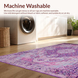 Ultra Soft Area Rug, Non Slip, Stain Resistant, Washable Area Rugs for Living Room, Bedroom, Classic Tiled Earthy Essence(Pink)