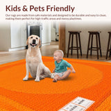 Ultra Soft Area Rug, Non Slip, Stain Resistant, Washable Area Rugs for Living Room, Bedroom, Charming Soft Geometric Expression(Orange)
