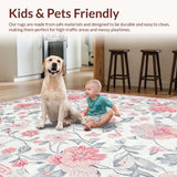 Ultra Soft Area Rug, Non Slip, Stain Resistant, Washable Area Rugs for Living Room, Bedroom, Chic Transitional Color Burst(White)