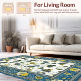 Ultra Soft Area Rug, Non Slip, Stain Resistant, Washable Area Rugs for Living Room, Bedroom, Rustic Floral Patterned Elegance(White)