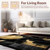 Ultra Soft Area Rug, Non Slip, Stain Resistant, Washable Area Rugs for Living Room, Bedroom, Luxurious Textured Abstract Motif(Gold)