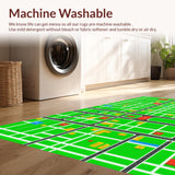 Ultra Soft Area Rug, Non Slip, Stain Resistant, Washable Area Rugs for Living Room, Bedroom, Vibrant Interactive City Map Visual(Green)