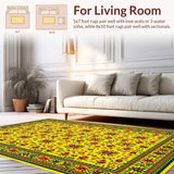 Ultra Soft Area Rug, Non Slip, Stain Resistant, Washable Area Rugs for Living Room, Bedroom, Lively Sunshine-inspired Graphic Texture(Yellow)