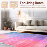 Ultra Soft Area Rug, Non Slip, Stain Resistant, Washable Area Rugs for Living Room, Bedroom, Whimsical Colorful Ombre Pattern(Pink)