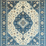 Chic Abstract Blue Trellis(Beige)