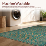 Ultra Soft Area Rug, Non Slip, Stain Resistant, Washable Area Rugs for Living Room, Bedroom, Artisan Crafted Western Charm(Blue)