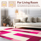Ultra Soft Area Rug, Non Slip, Stain Resistant, Washable Area Rugs for Living Room, Bedroom, Fashionably Faded Yoga Space Non-Shedding Rug(Pink)