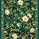 Ultra Soft Area Rug, Non Slip, Stain Resistant, Washable Area Rugs for Living Room, Bedroom, Elegant Vintage Botanical Aesthetic(Green)
