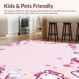 Ultra Soft Area Rug, Non Slip, Stain Resistant, Washable Area Rugs for Living Room, Bedroom, Hello Kitty Unicorn Area Rug(Pink)