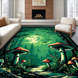 Ultra Soft Area Rug, Non Slip, Stain Resistant, Washable Area Rugs for Living Room, Bedroom, Elegant Black Floral Aesthetic(Green)