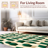 Luxe Geometric Green and Beige Area with Contemporary Flair(Beige)