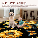 Ultra Soft Area Rug, Non Slip, Stain Resistant, Washable Area Rugs for Living Room, Bedroom, Contemporary Rustic Floral Fusion(Yellow)