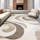 Ultra Soft Area Rug, Non Slip, Stain Resistant, Washable Area Rugs for Living Room, Bedroom, Chic Area with Abstract Swirl in Beige and Taupe Shades(Beige)